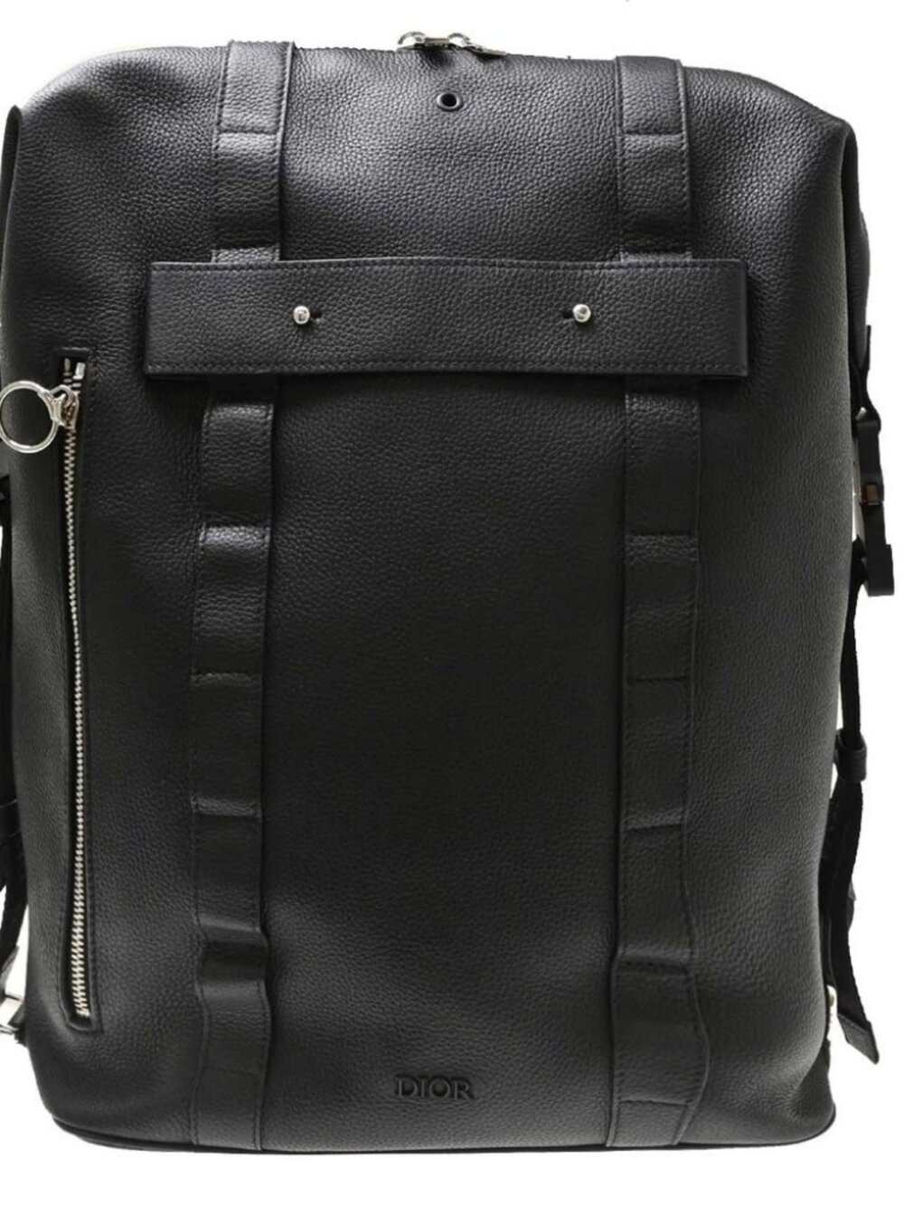 Christian Dior Black Aged Calfskin Backpack